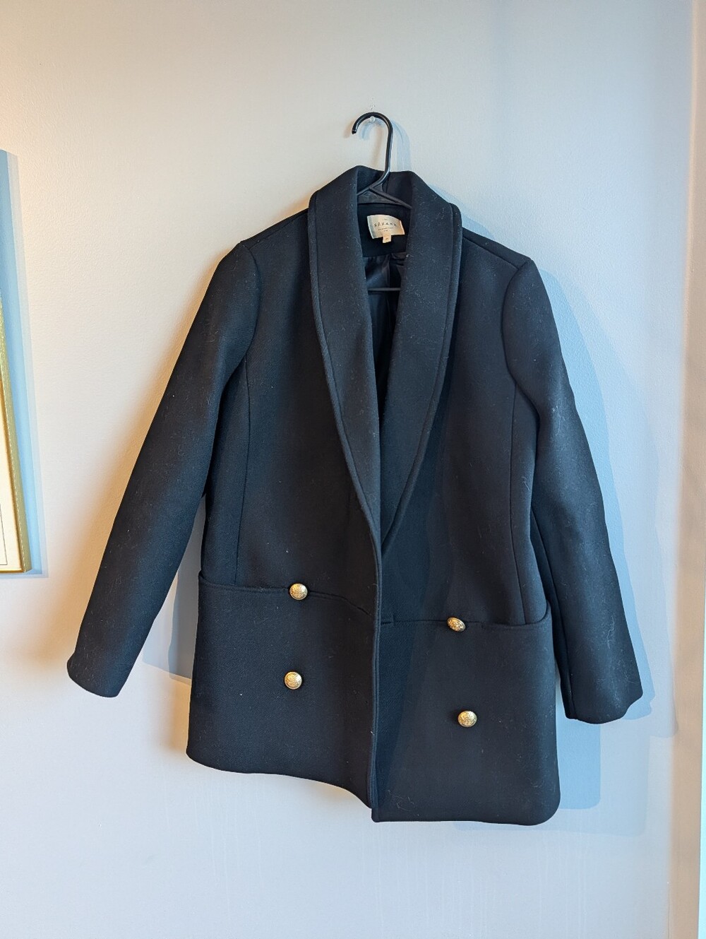 Sezane James Wool Peacoat Black 38